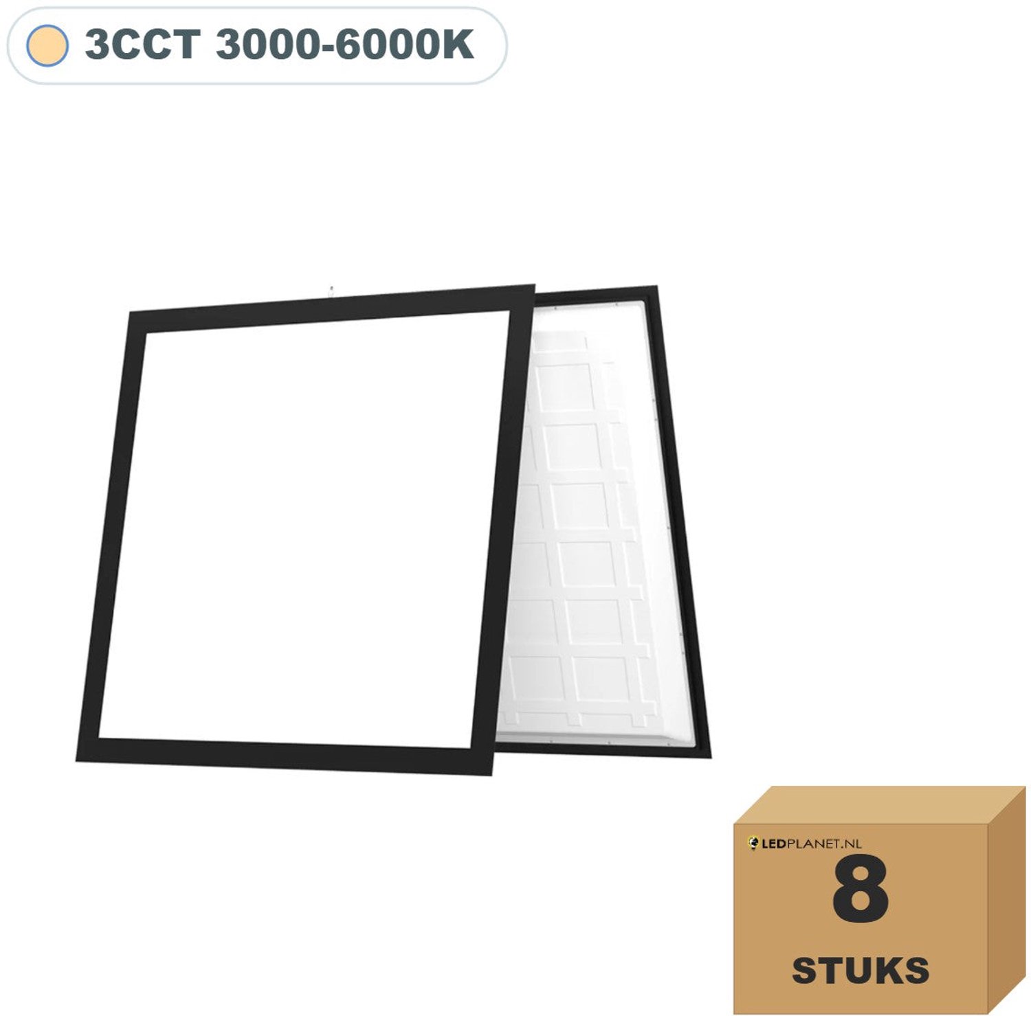 Tsong LED paneel 62x62 cm - 8 stuks - 36W - 5040 lm - 3CCT - Back-lit - UGR Instelbaar (CCT)