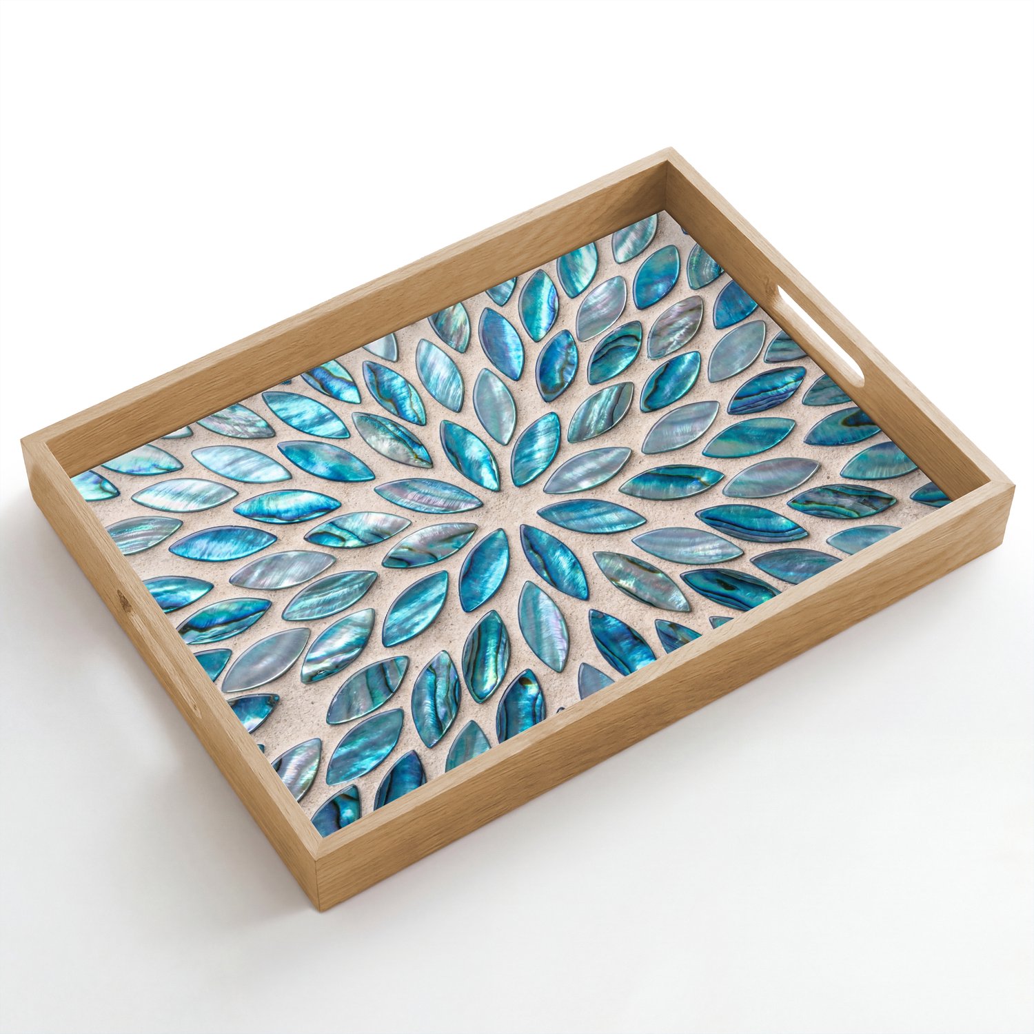 Dienblad hout 50x35 cm - Schootdienblad - Patroon - Glans - Abstract - Blauw - Decoratie - Borrelplank rechthoek - Plateau dienbladen