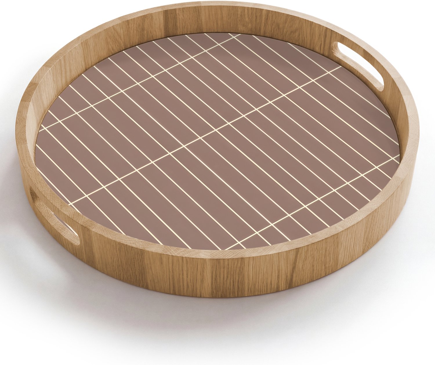 Dienblad rond 40x40 cm - Schootdienblad hout - Verticaal - Wandtegel - Terracotta - Borrelplank rechthoek - Plateau houten dienbladen