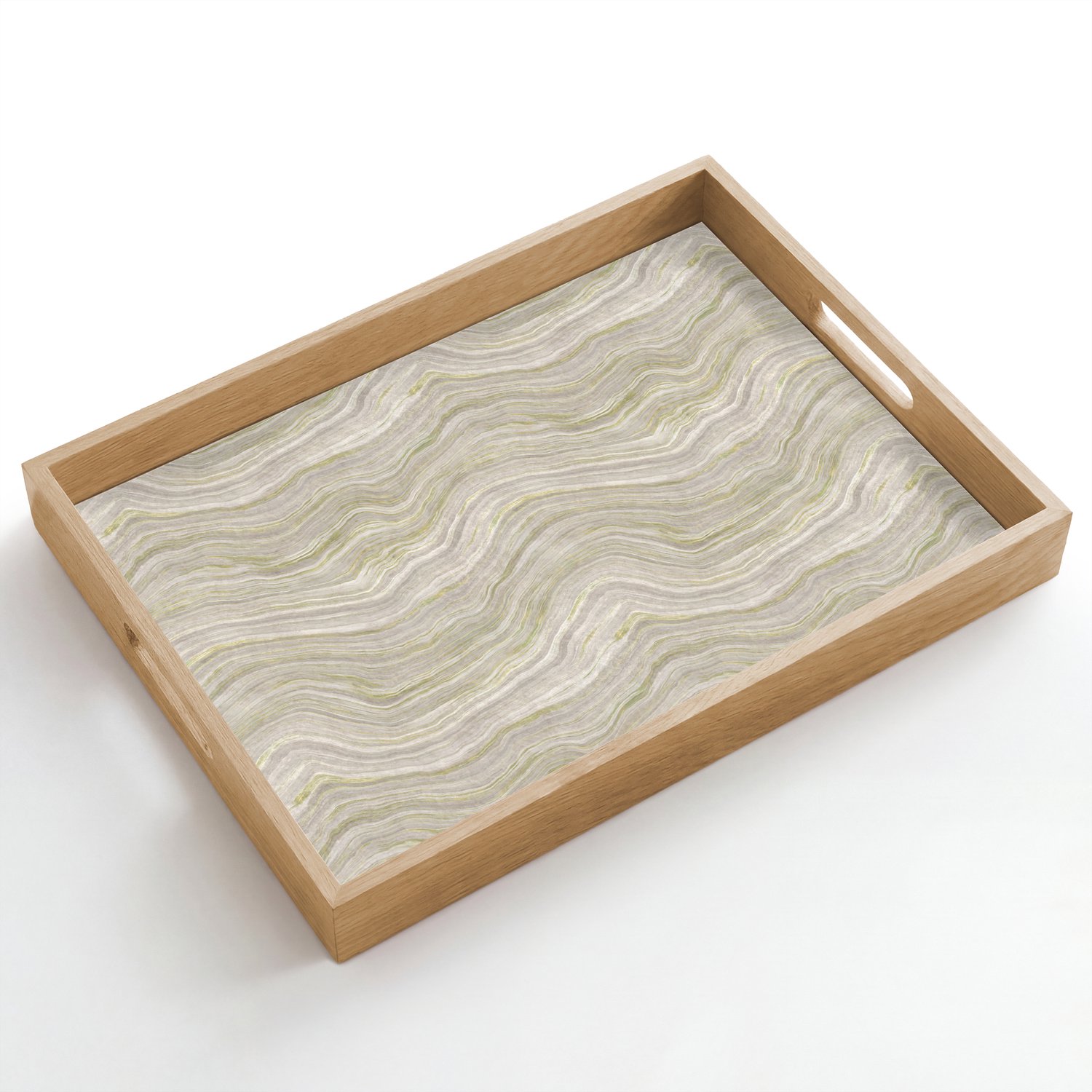 Dienblad hout 50x35 cm - Schootdienblad - Patroon - Sereen - Groen - Borrelplank rechthoek - Plateau dienbladen