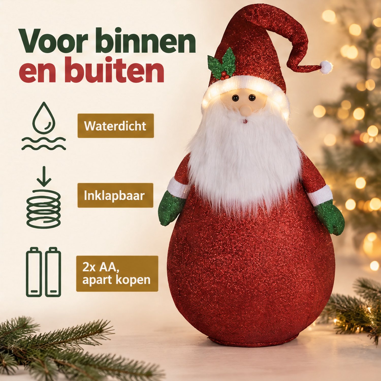 Levano Kerstversiering - Kerstdecoratie voor Binnen - Kerstman met Kerstlampjes - Kerstfiguren Buiten - Kerst Buitenverlichting - Kerstbeelden - Kerstfiguur LED - Kerstdecoratie Tuin - Kerstman op Batterij - LED Kerstverlichting met Timer – foto 6