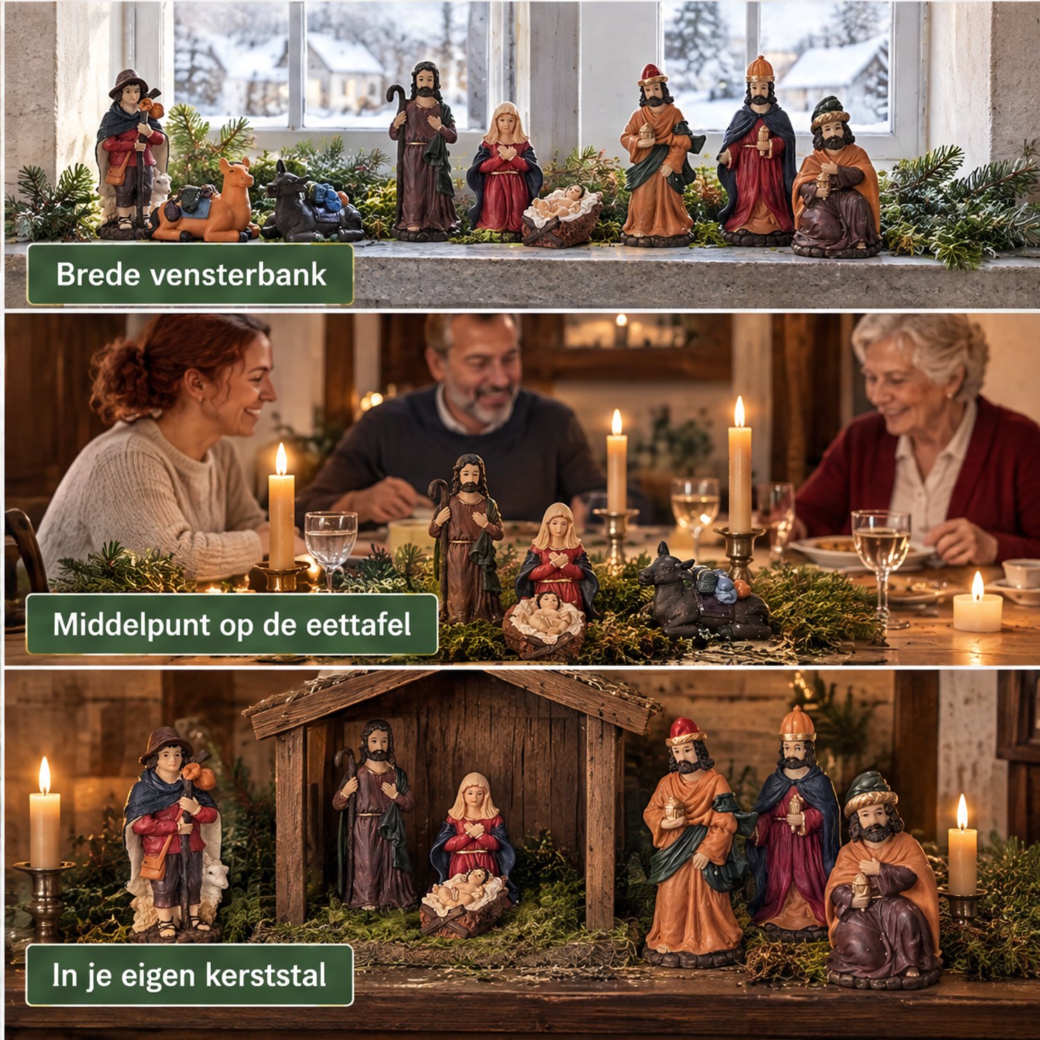 Levano Kerststal Figuren Set van 9 - 15 cm - Kerstversiering - Kerstdecoratie voor Binnen - Kerstfiguren voor Binnen - Kerstbeeldjes - Kerstbeelden - Kerstverhaal - Kerstkribbe - Kerst Figuurtjes – foto 7