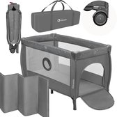 Lionelo Stefi Plus – 2in1 Campingbedje en Reisbedje – 0-36 Maanden tot 15 kg - Tweede Slaapniveau – Matras T25 2 cm – Zij-ingang met Rits – Snel Inklapbaar – Mesh Zijkanten – 2 Wielen met Rem – Transporttas – Zijvak