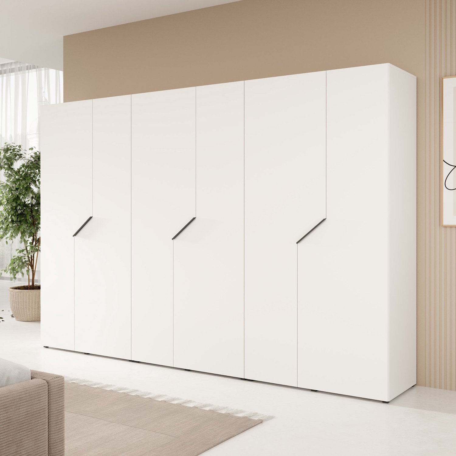 MEUBELLA Arena - Kledingkast 6-deurs - Wit - 300x202x50 cm