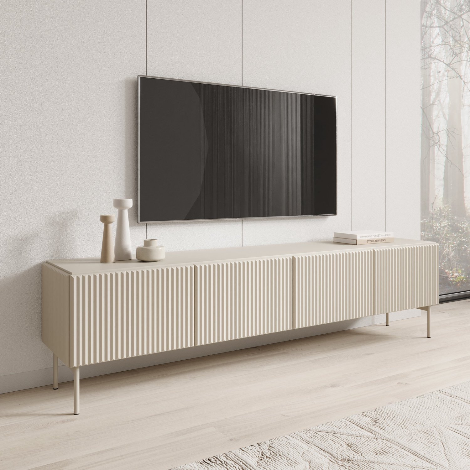 MEUBELLA Marajo - TV-Meubel - Beige - 195 cm