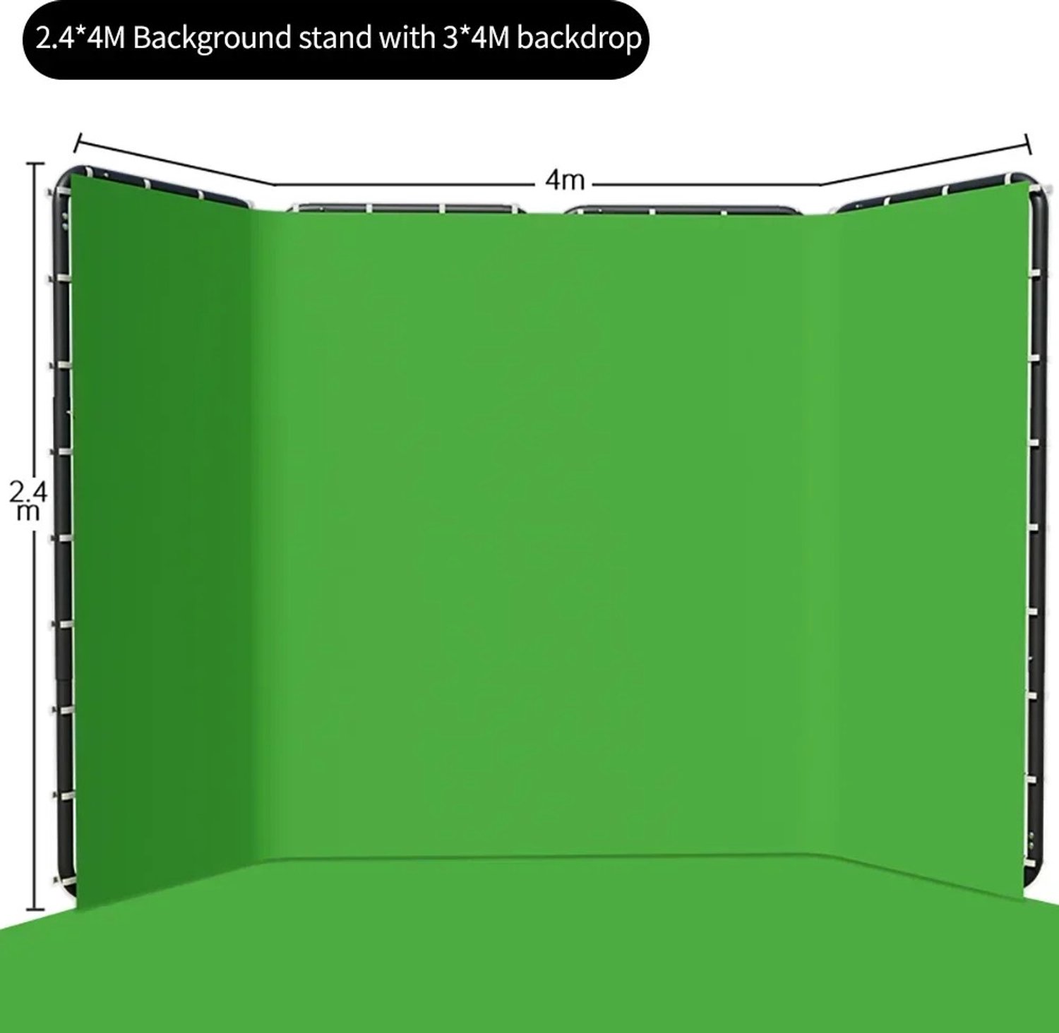MC Select Green Screen - met Statief en Vloer - Opvouwbaar – 400 x 240 cm – Groen