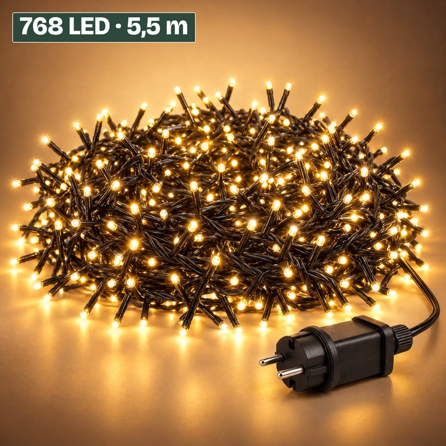 Levano Kerstverlichting Buiten 768 LED 5,5 m Extra Warm Wit - Kerstboomverlichting - Lichtsnoer Buiten - Kerstlampjes - Lichtsnoer Binnen - Clusterverlichting - Kerstverlichting Binnen - LED Snoer - Kerstlampjes met Stekker - Timer Verlichting