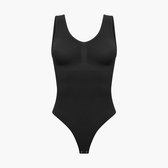 cfab - Tanktop bodysuit met corrigerende werking en koordjes - Zwart - XL - Corrigerende Body - Naadlos - corrigerend ondergoed dames