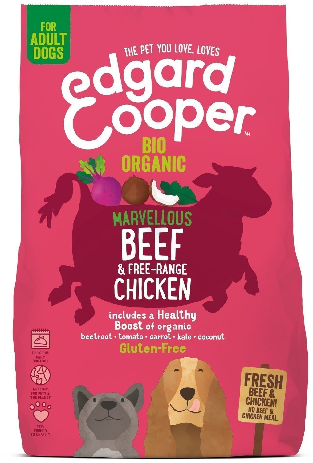 Bol.com Edgard & Cooper Bio Organic Beef Adult Rund&Kip&Rode Biet - Hondenvoer - 700 g Biologisch aanbieding