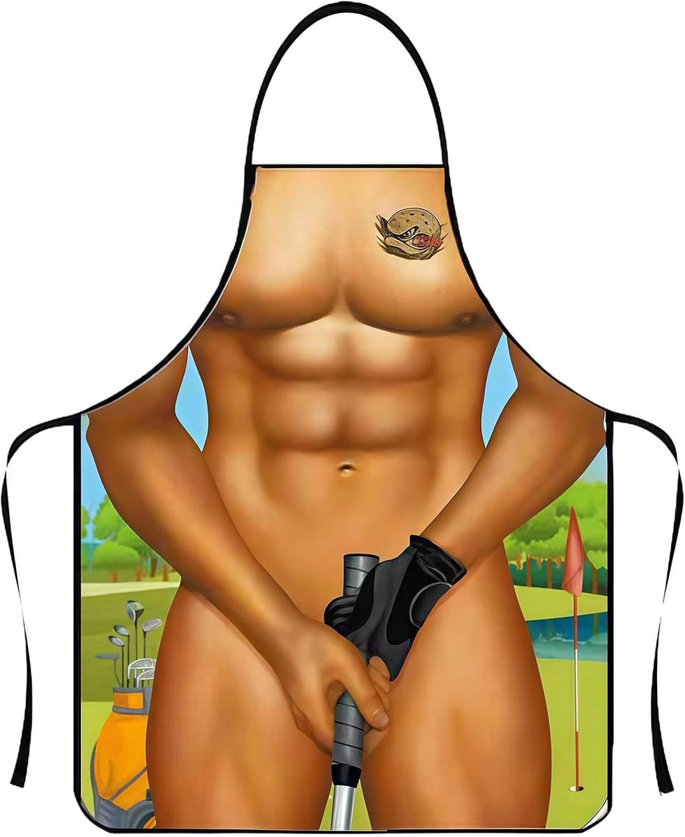 Sexy Muscle Schort voor Mannen - Waterdicht, Verstelbaar en Humoristisch BBQ Schort voor Koken en Grillen
