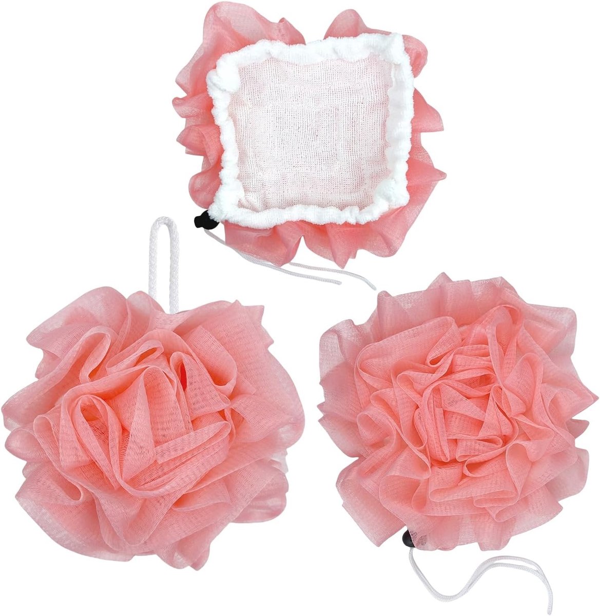 Verfrissende 2-in-1 Bad Spons en Douche Puff - Loofah Scrubbers voor Grondige Reiniging en Lichaamsverzorging voor Mannen en Vrouwen (Roze)