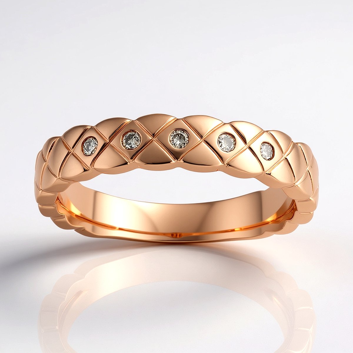 Cavill - Zilveren ring met 5 I1 Argyle Rose de France diamanten - 0,045 ct - 925 sterling zilver - Roségoud verguld - Elegant en stijlvol