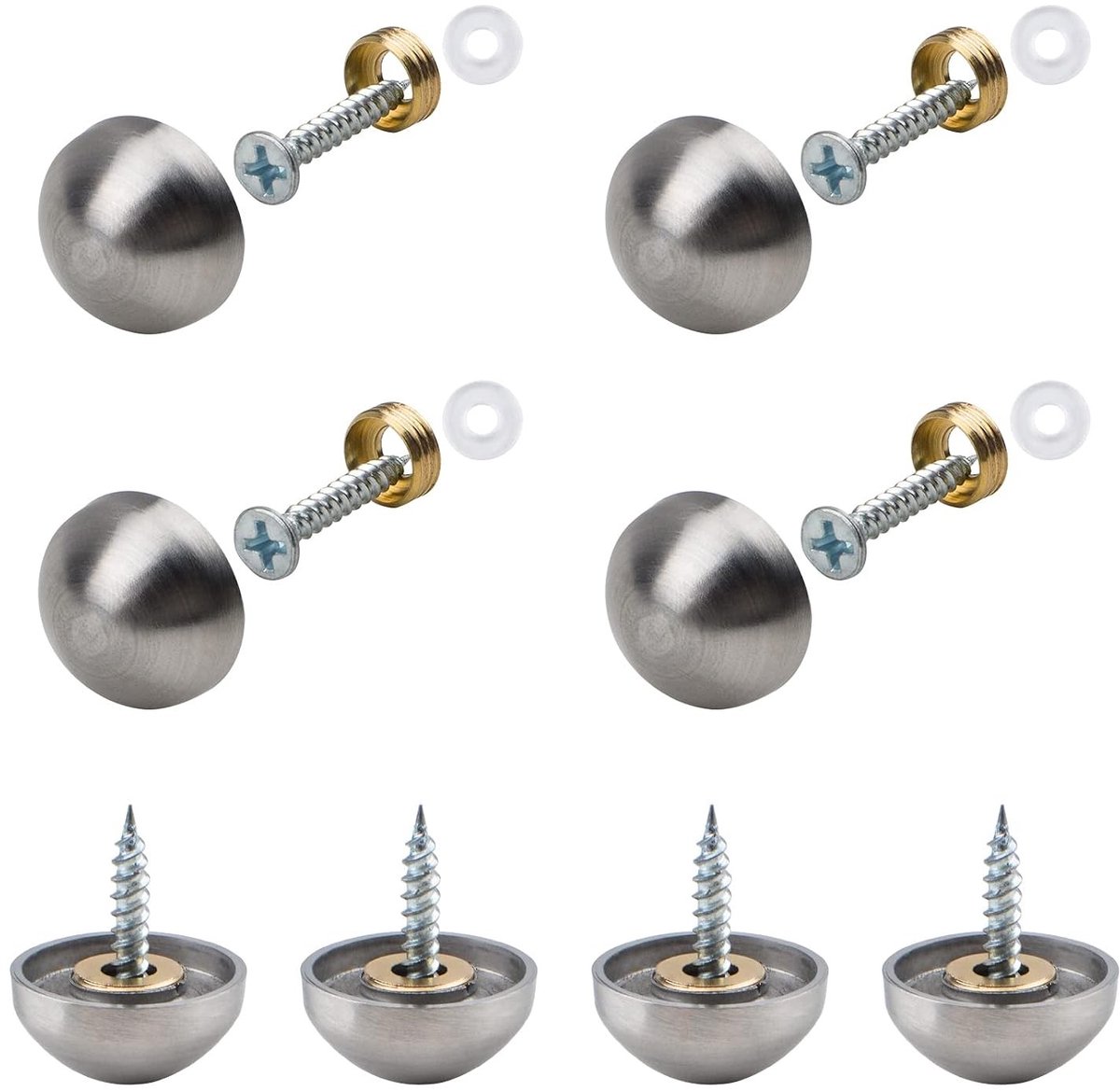 20 Sets Spiegelschroeven - 18mm Zinklegering Spiegelnagels met Decoratieve Kapjes voor Wanddecoratie