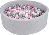 Zachte Jersey baby kinderen Ballenbak met 900 ballen, diameter 125 cm - zwart, lichtroze, grijs