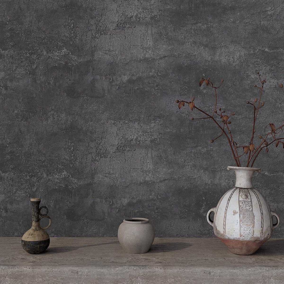 Grijze Betonlook Behang met Retro Cement Effect - Contactpapier 40cm x 200cm voor Interieurdecoratie