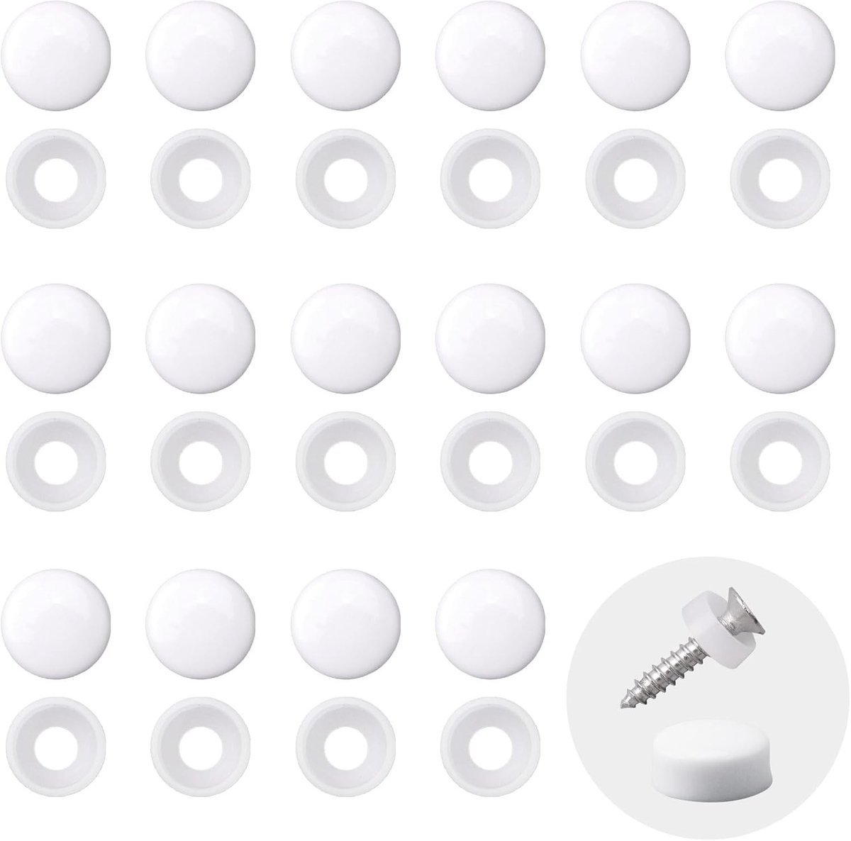 Pack van 100 Plastic Schroefdoppen, Duurzame Schroefdeksels voor Flessen en Potten, Wit