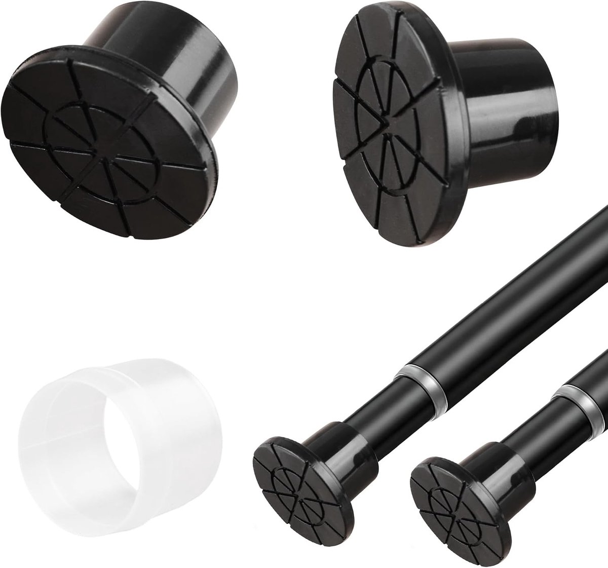 4 sets eindkappen voor spanstangen, antislip en waterdichte rubberen kappen voor telescopische stangen van 22-25 mm (zwart)