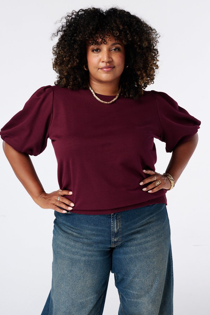 MS Mode Top Sweater met korte pofmouwen