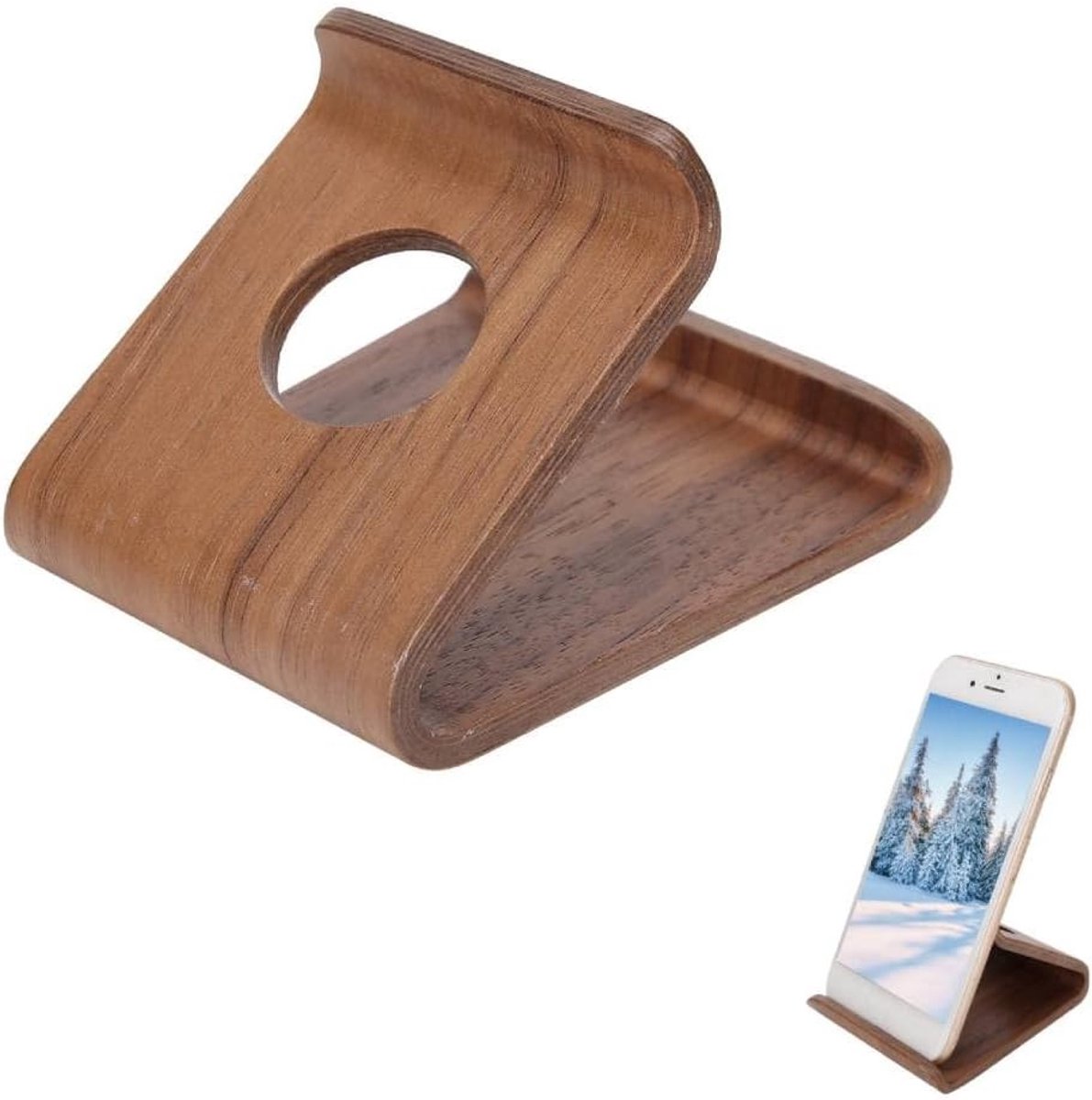 Houten Tablet Stand voor Bureau - Universele Houder voor Tablet en Smartphone, Ideaal voor Thuis en Kantoor