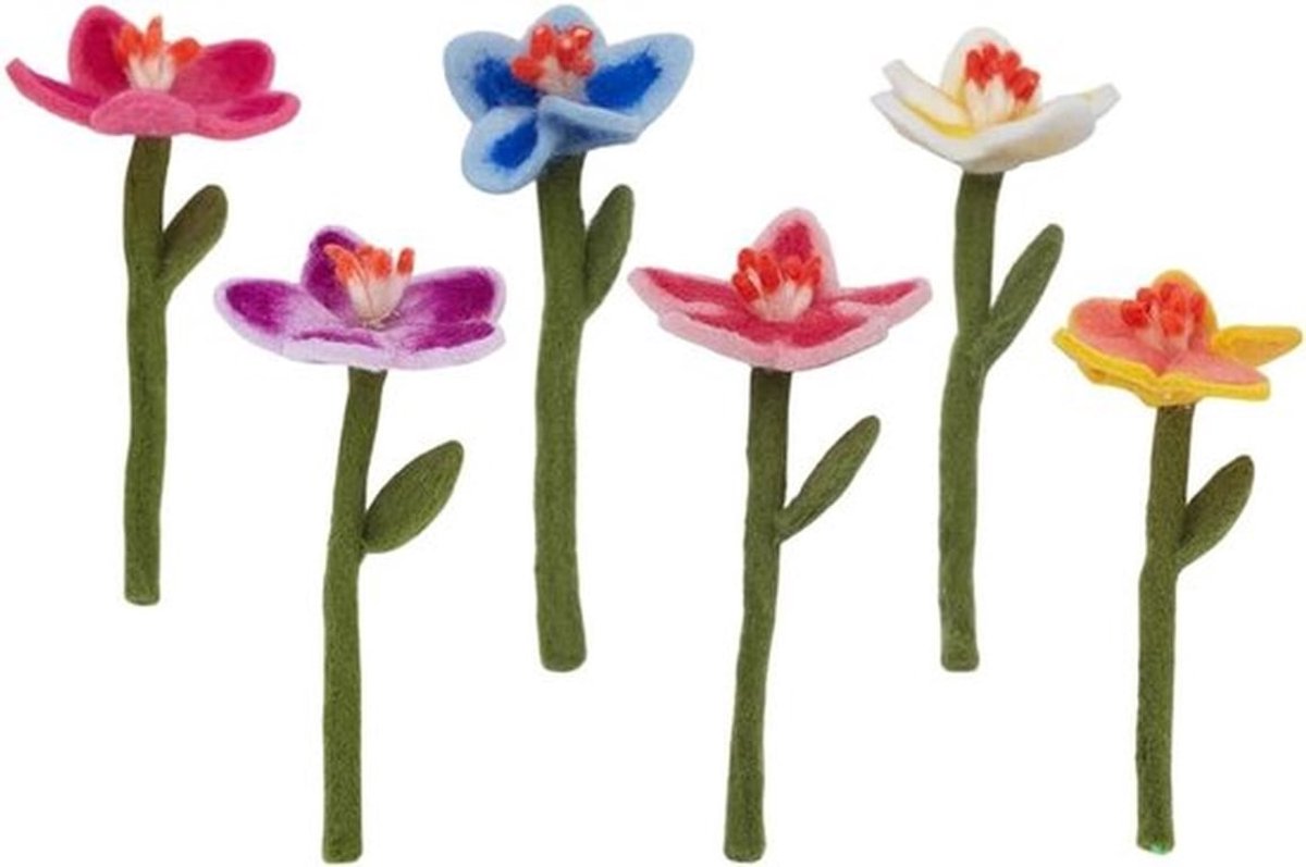 Set van 6 Vilt Lelies Bloemen Kunstboeket in 6 Kleuren, Herbruikbare Decoratie, Geschikt voor Essentiële Olie en Feestelijke Versiering
