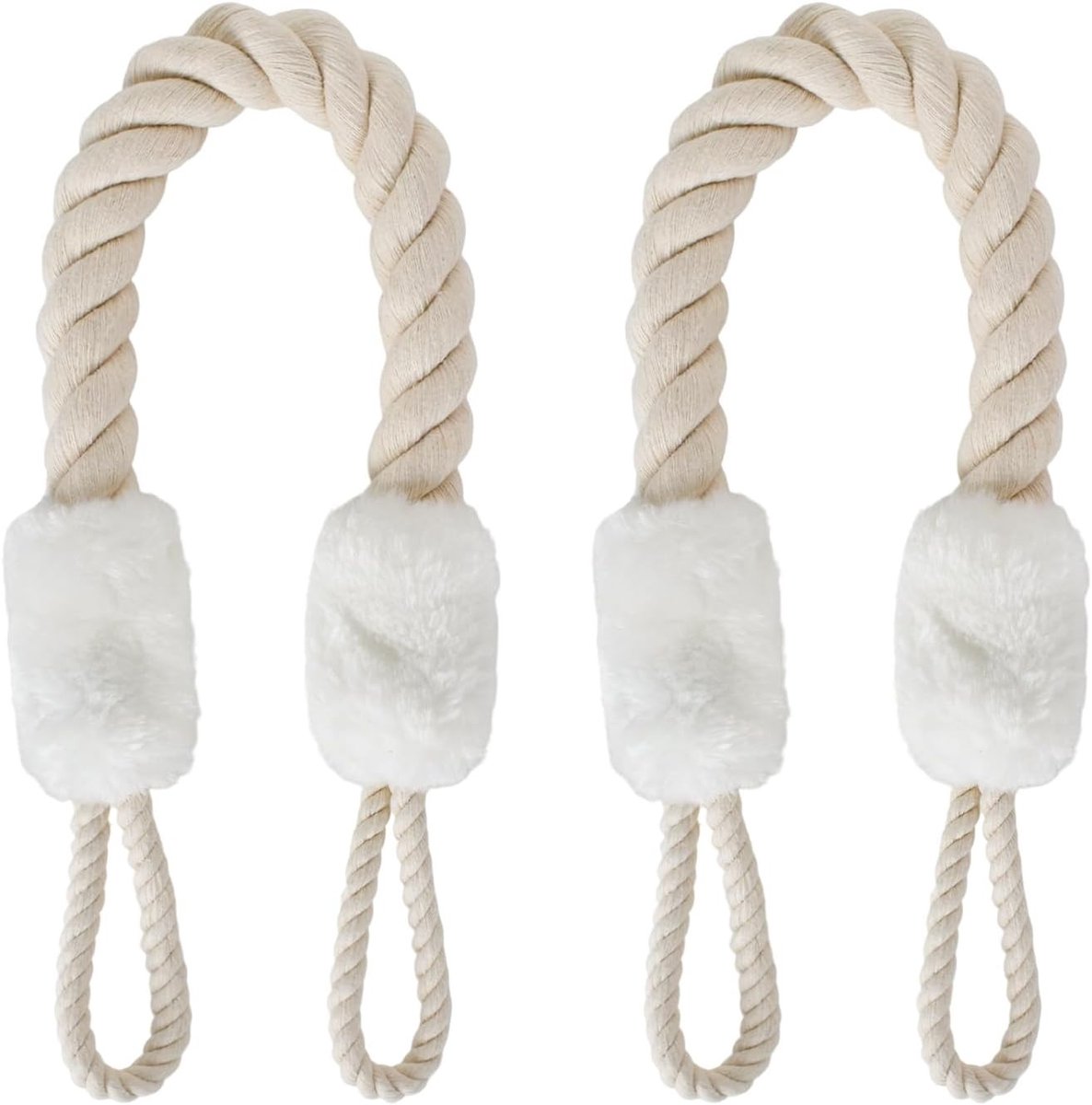 Veilige Deurstoppers van Katoen - 2 Stuks, 60 cm Lange Zachte Touw Deurstoppers voor Kinderen en Huisdieren, Bescherming tegen Dichtklappen van Deuren (Wit)