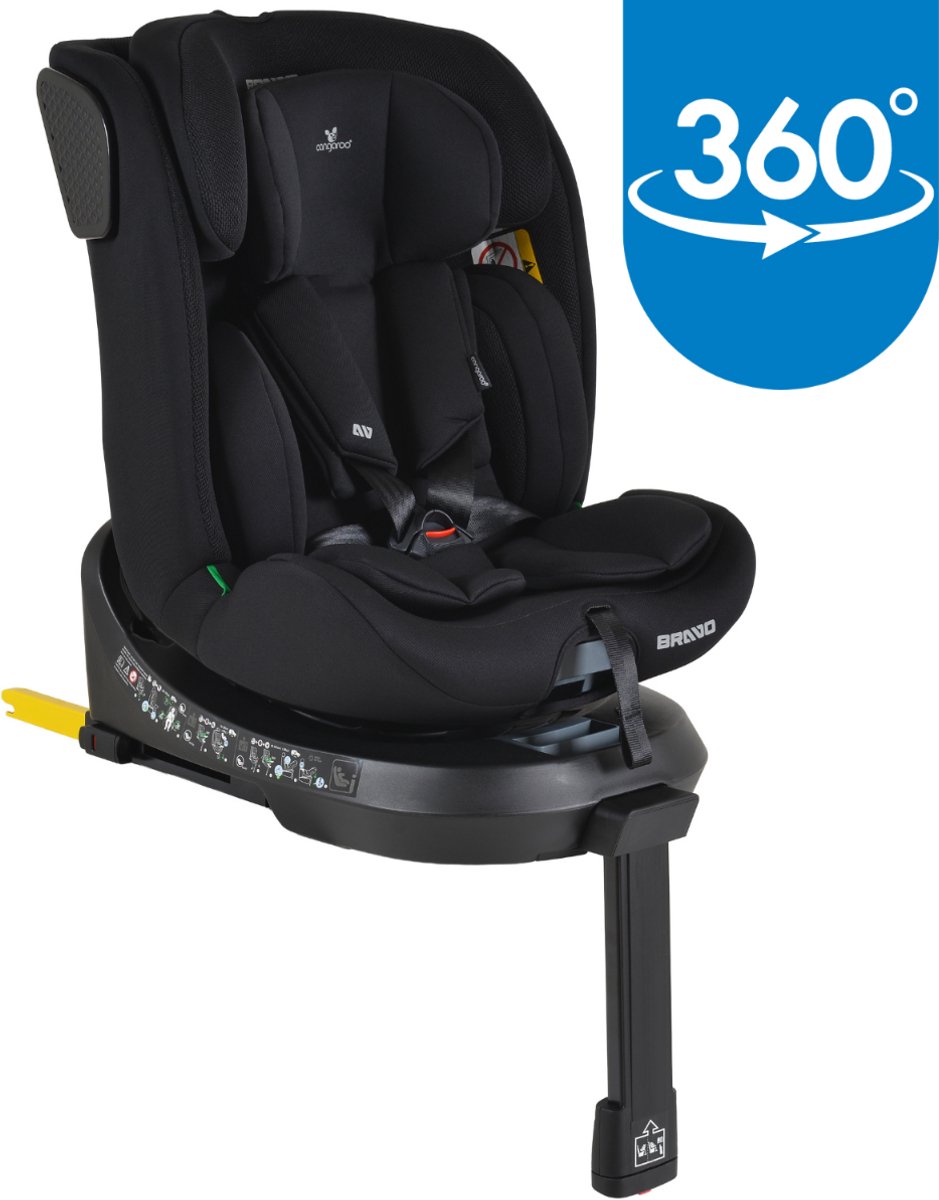 Cangaroo Bravo Black 40-150 cm 360° i-Size Autostoel