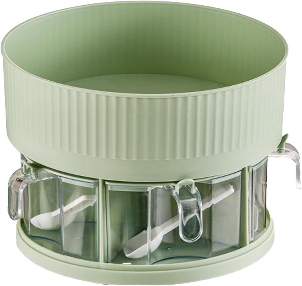 360° Rotatable Kruidenorganizer met 2 Niveaus, Antislip Design voor Keuken, Kast en Pantry