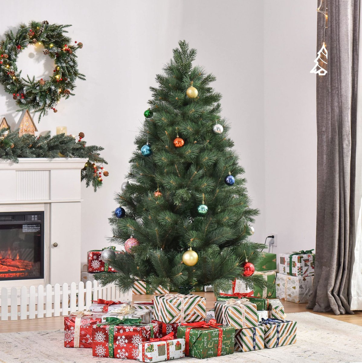 MODFU - Kunstkerstboom - Realistische Naalden - Groen - Kunststof - 180 Cm - Ø90 Cm - Met Voet