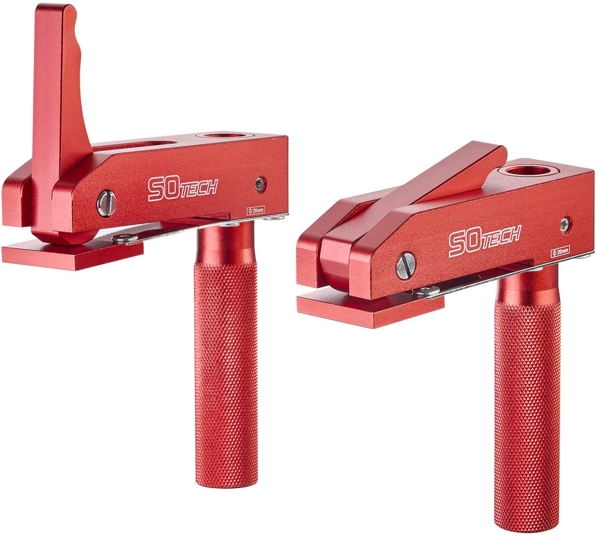 SOTECH 2x Spanhaken Ø 20 x 110 mm aluminium rood voor werkbanken