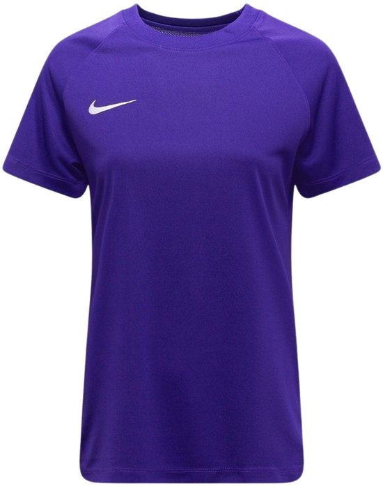 Paars Nike Dri-FIT Park VIII dames sportshirt met wit Nike logo.