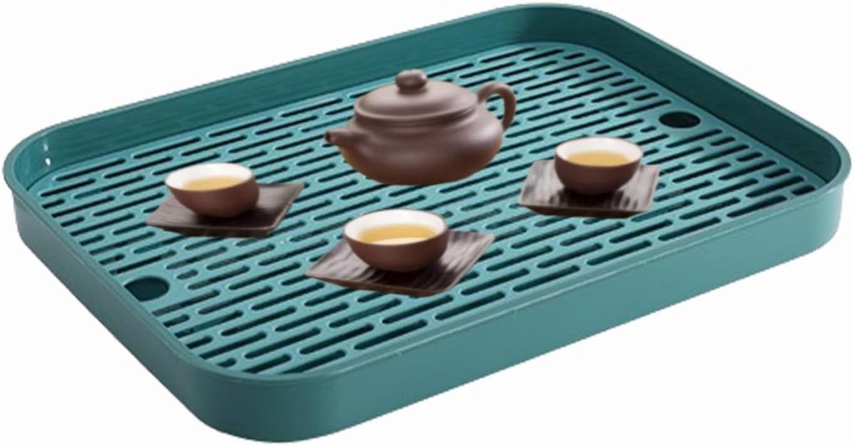 Multifunctionele Drainer Tray met 2 Lagen - Afvoerschaal voor Borden, Bekers en Fruit, Ideaal voor Keuken en Eetkamer (Groen)