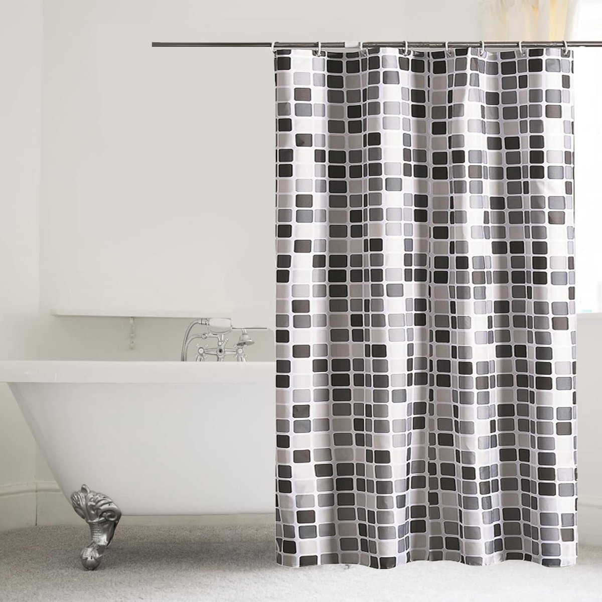 Mosaic Douchegordijn Waterdicht met 8 Haakjes voor Badkamers en Toiletten (120 x 180 cm)