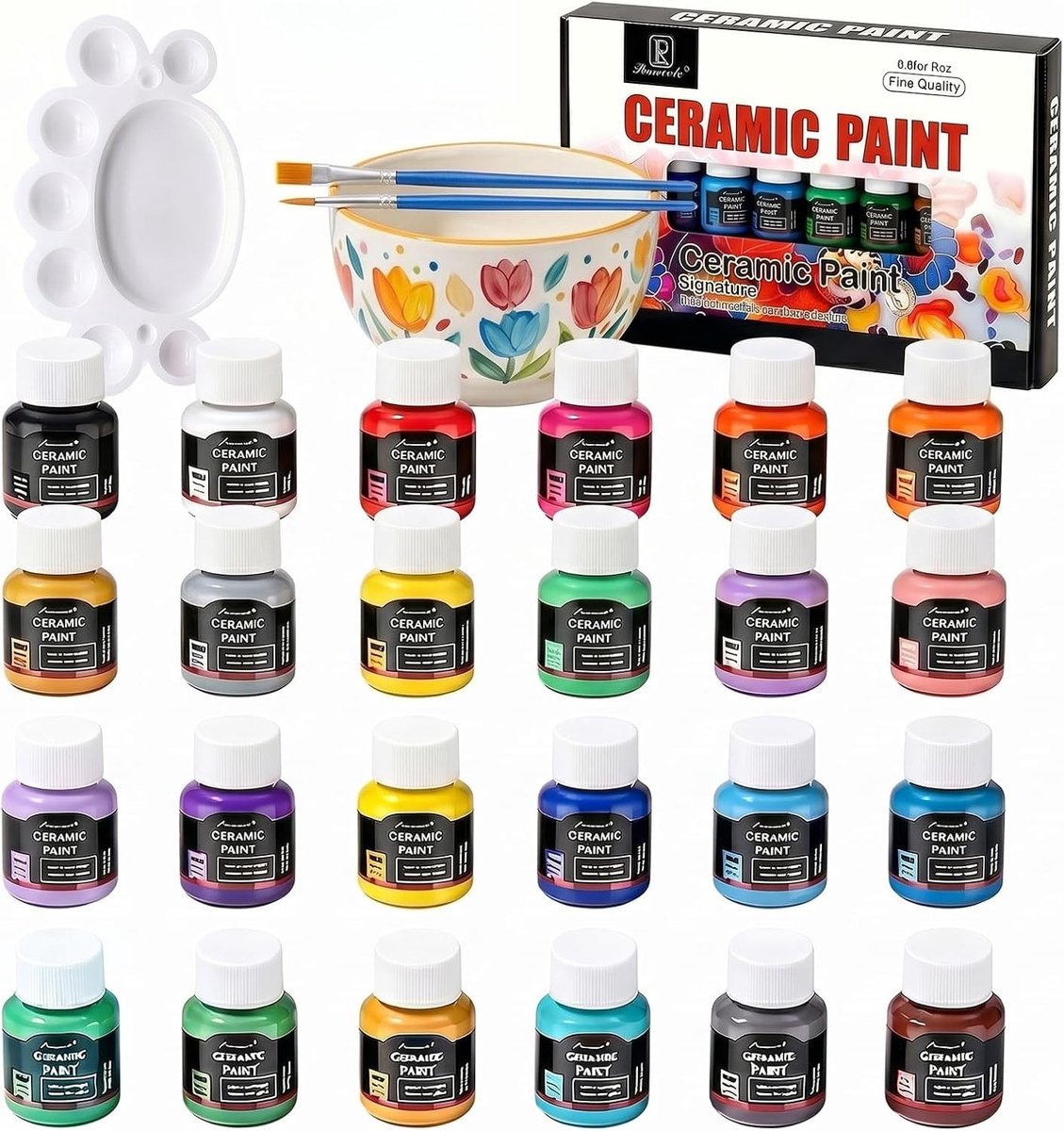 Complete Schilderset voor Keramiek - Inclusief Verf, Penseel en Creatieve Accessoires voor Kunstenaars