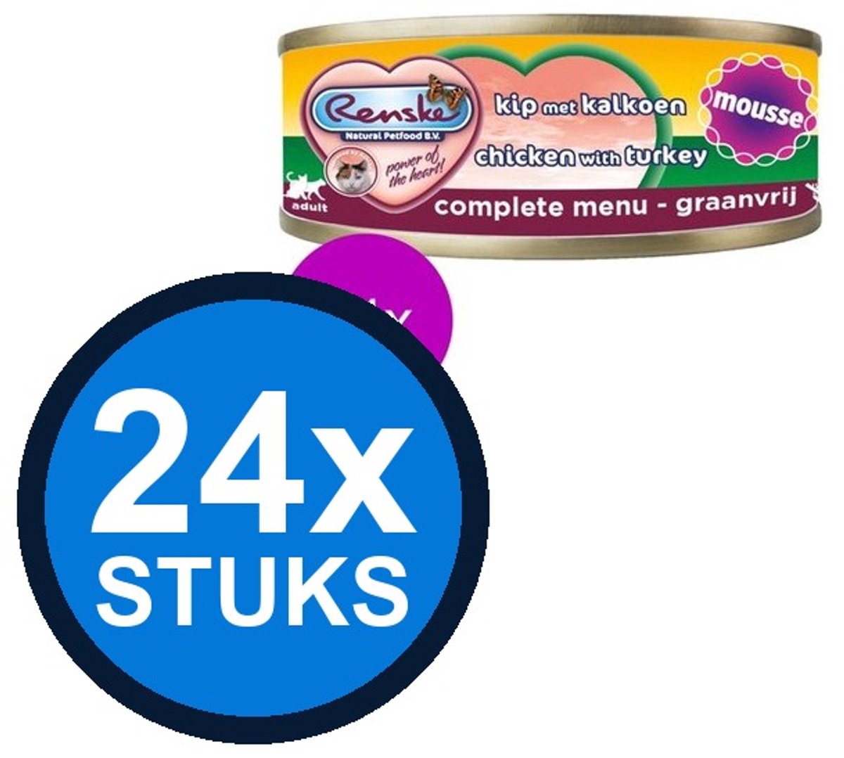24x Renske vers kat mousse kip/kalkoen 70gr