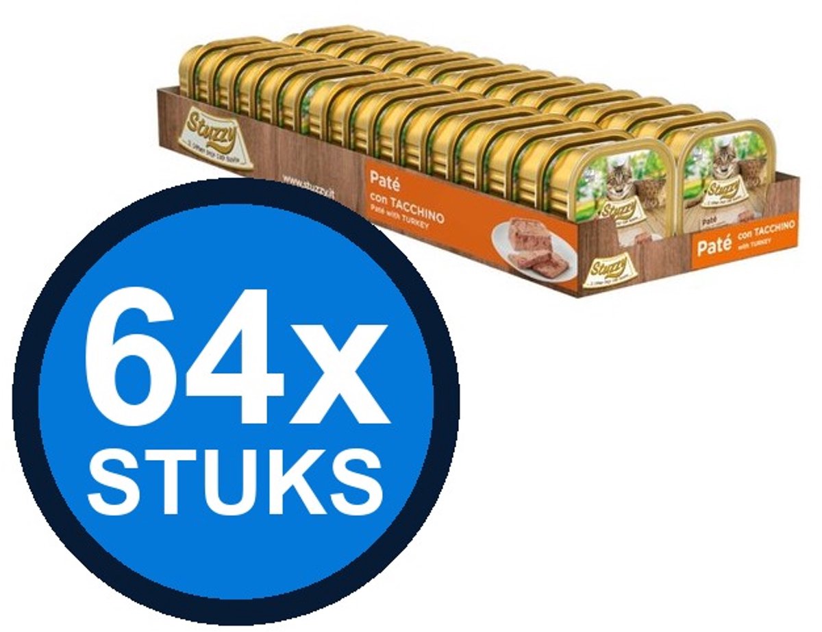 64x Stuzzy - Kat Paté Kalkoen - Kattenvoer Natvoer - 100g
