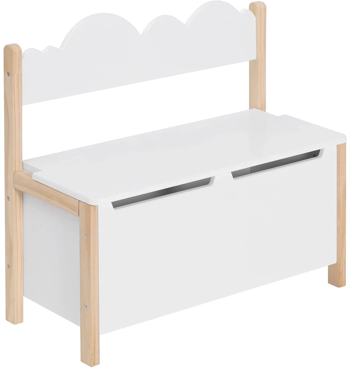 Klarven® Kinderkruk met Opbergruimte - Soft-close Sluiting, Afgeronde Hoeken, Veilig voor Kinderen vanaf 3 Jaar - E1 MDF en Grenenhout, Ivoor - B 25,5 x D 60 x H 55 cm