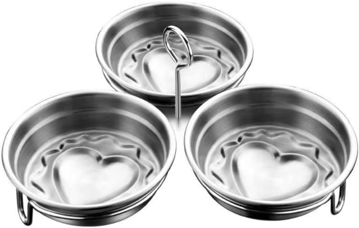 Drie‑in‑Eén Roestvrijstalen Eierstomer, Ronde Metalen Eierkookvorm met Hartvormige Uitsparing, Praktisch Huishoudelijk Keukengerei voor het Bereiden van Eieren