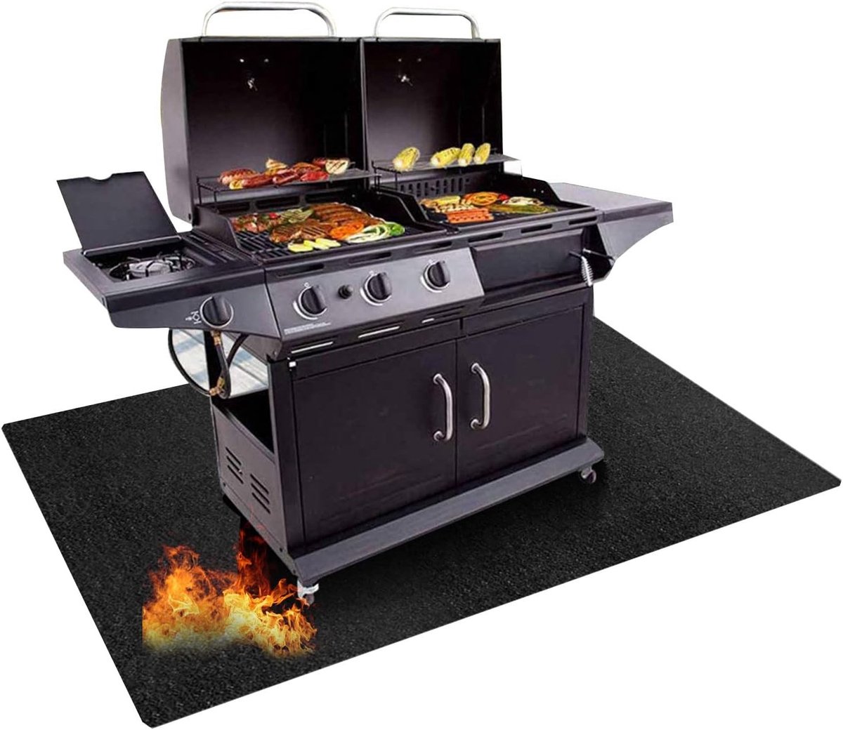 Vouwbare brandwerende grillmat voor buiten, BBQ en open haard - vloerbescherming en grillbescherming