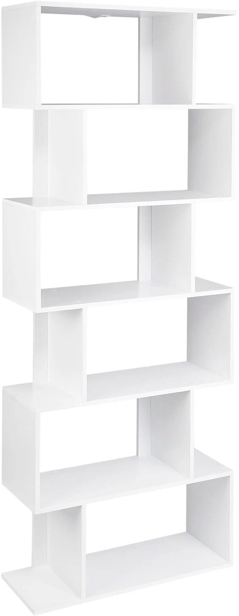 Klarven® Boekenkast Wit - Boekenkast Kind - Boekenkast Kinderkamer - Boekenkastje - Boekenkasten - Boekenkast Kinderen - Bookcase - 6 Open Vakken - Wandbeveiliging Inbegrepen - Modern Design - B60xd23,5xh160cm