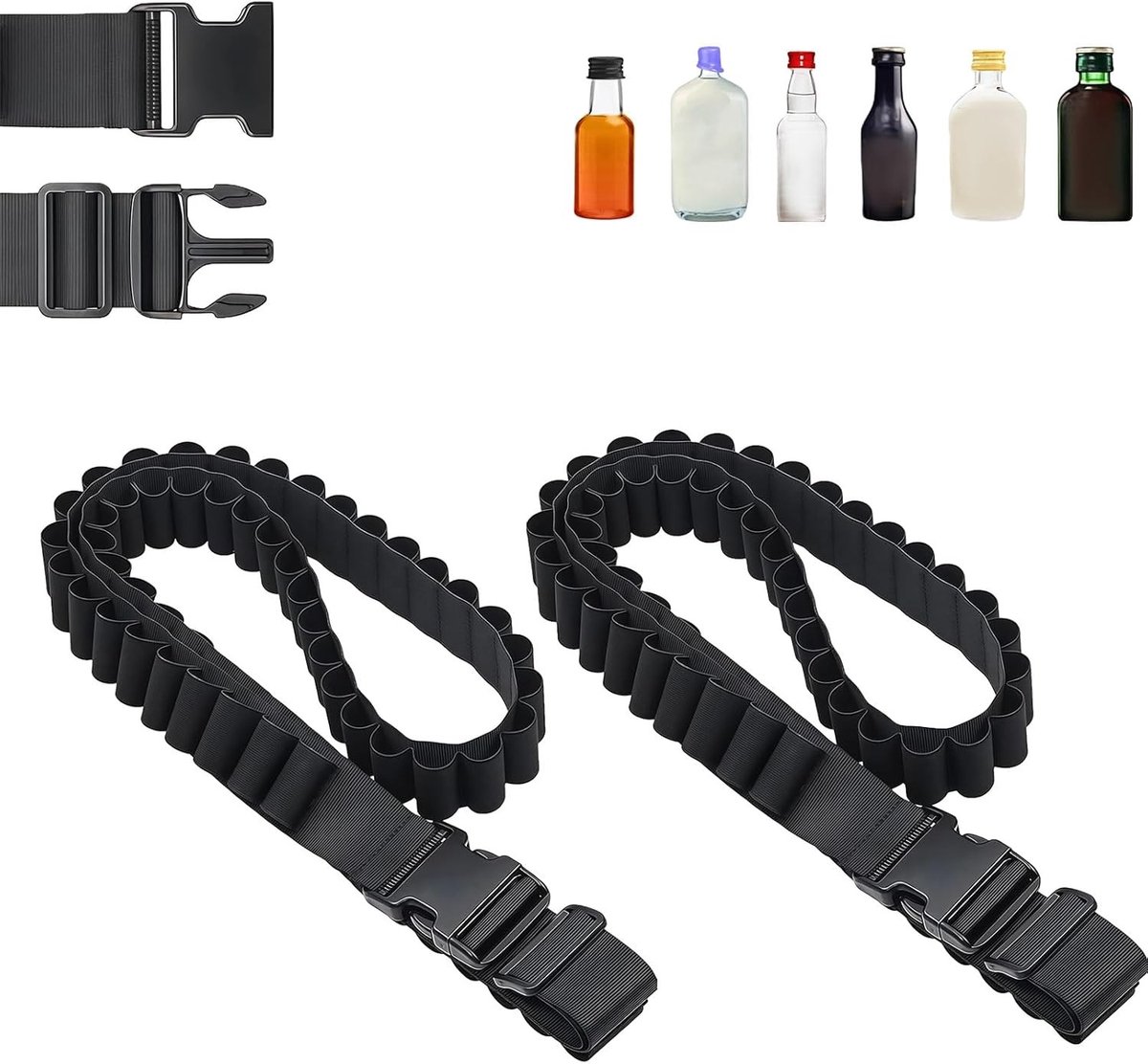 Verstelbare Mini Shot Belt met 27 Slots, Ideaal voor Carnaval en Feestjes, Nylon Accessoire voor Kostuums