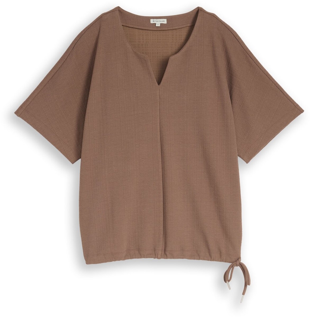 Tom Tailor - Jacquard sweatshirt met V-hals - Maat L - taupe grey