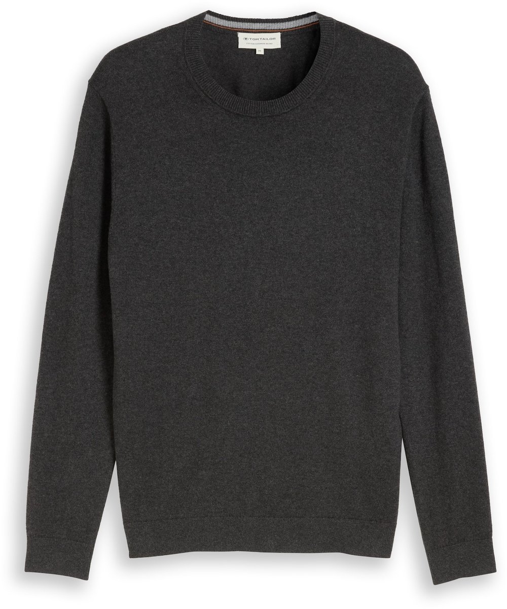 Tom Tailor - Gebreide trui met kasjmier - Maat M - Black Grey Melange
