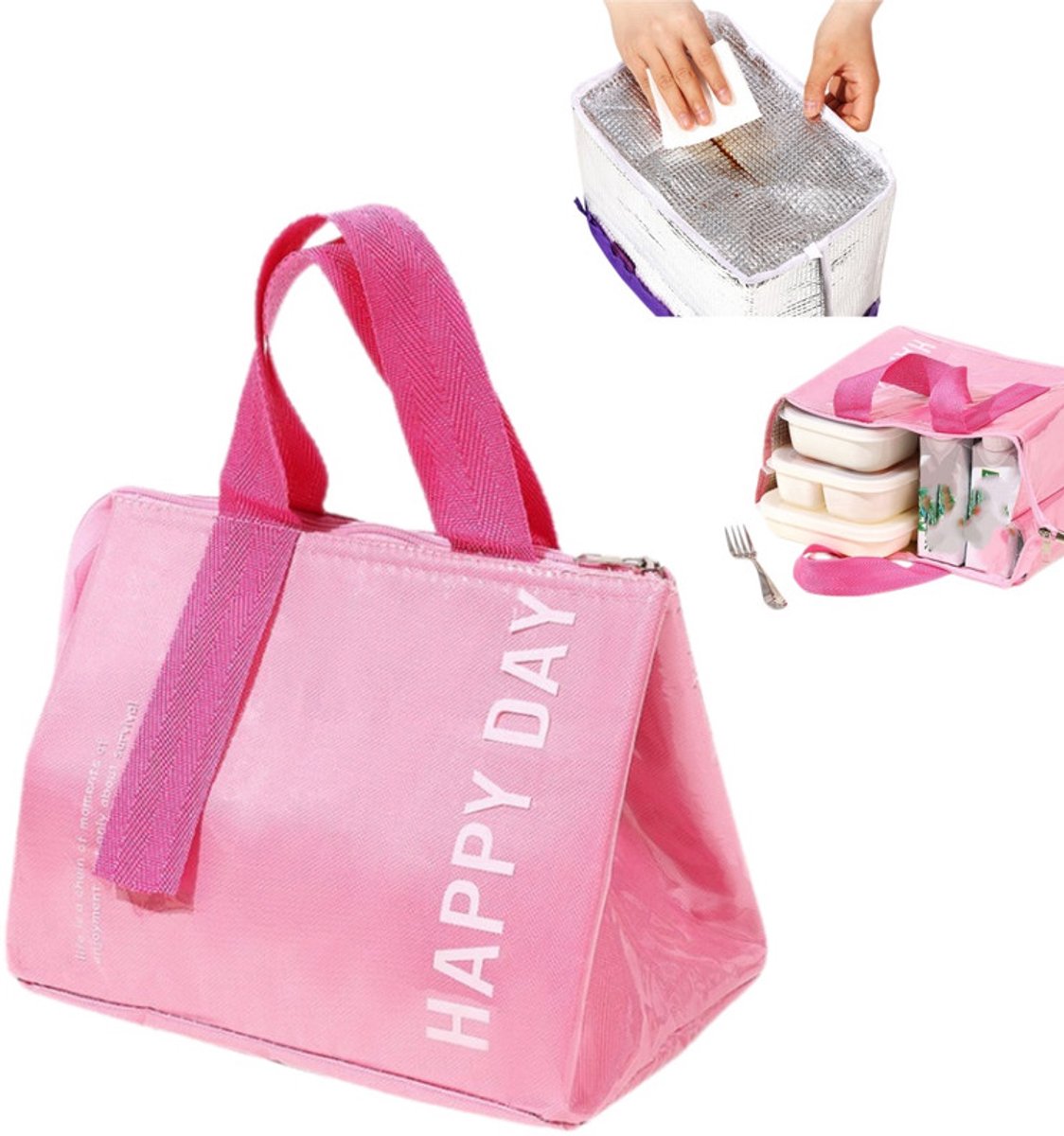 Unisex Lunchtas — Grote lunchtas — Extra ruime bento-draagtas — Koeltas—Ideaal voor warme of koude buitenactiviteiten — Geïsoleerde Lunchbox met Grote Inhoud — Ideaal voor Werk — Maaltijdhouder—Thermotas — Waterdichte & Draagbare Handtas — Koeltas