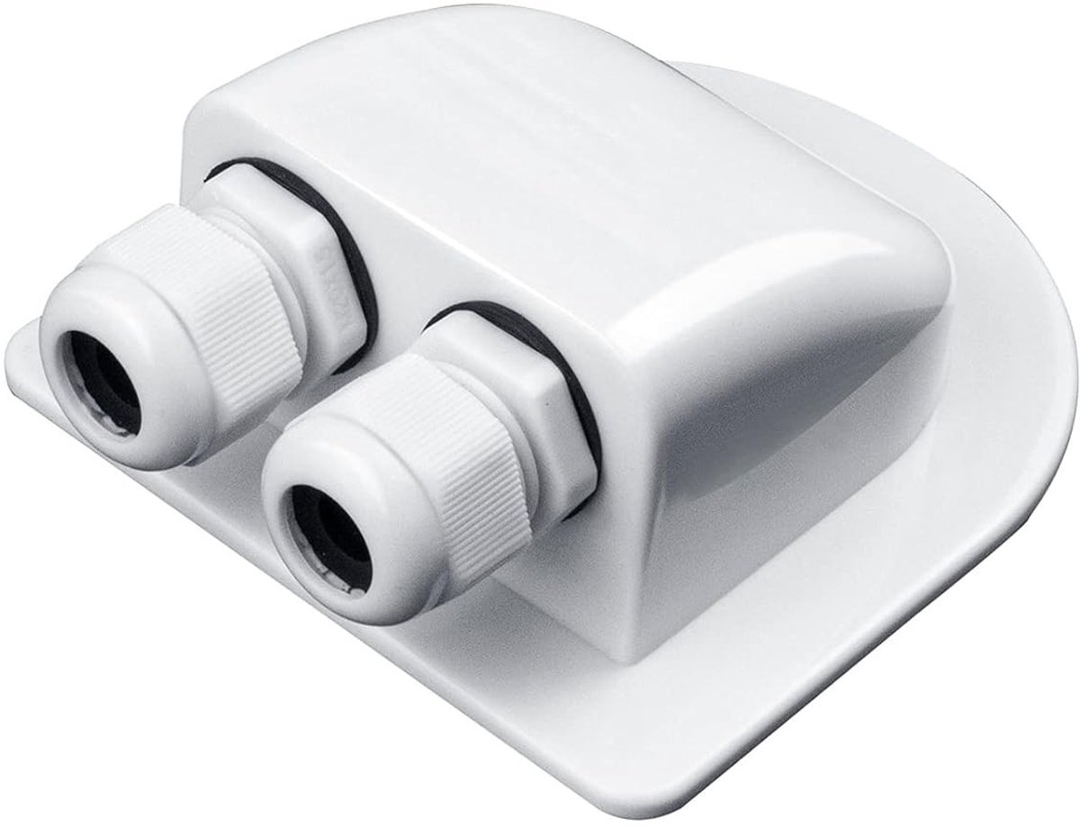 Waterdichte Dubbele Kabeldoorvoer voor Zonnepanelen - ABS Behuizing voor RV, Caravan en Boot met Curved Connectoren en Duurzame Bescherming