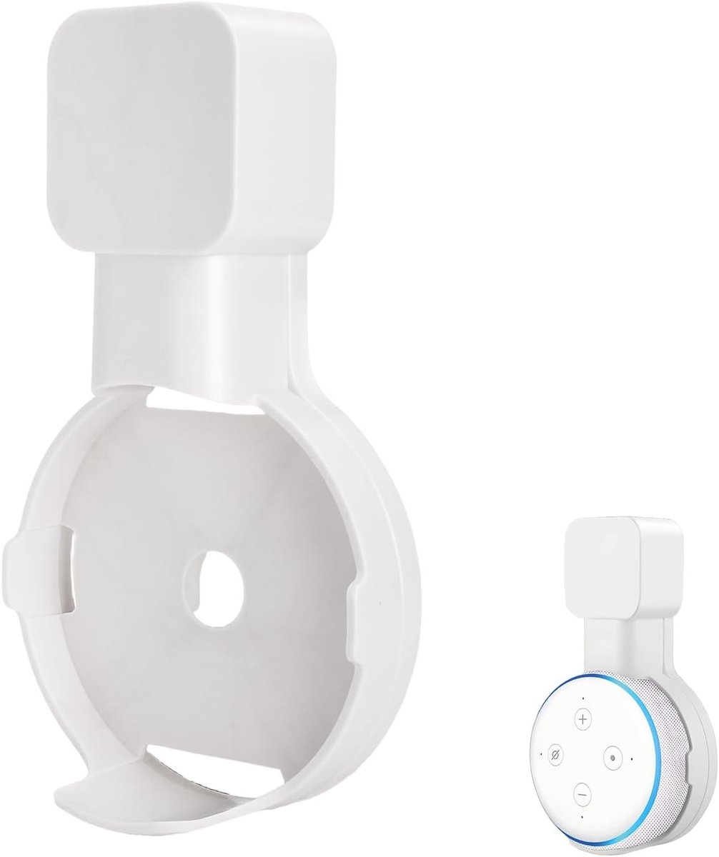 Wandbeugel voor Echo Dot 3e Generatie met Acryl Kabelbeheer, Ruimtebesparende Speakerhouder, Wit en Stijlvol Ontwerp