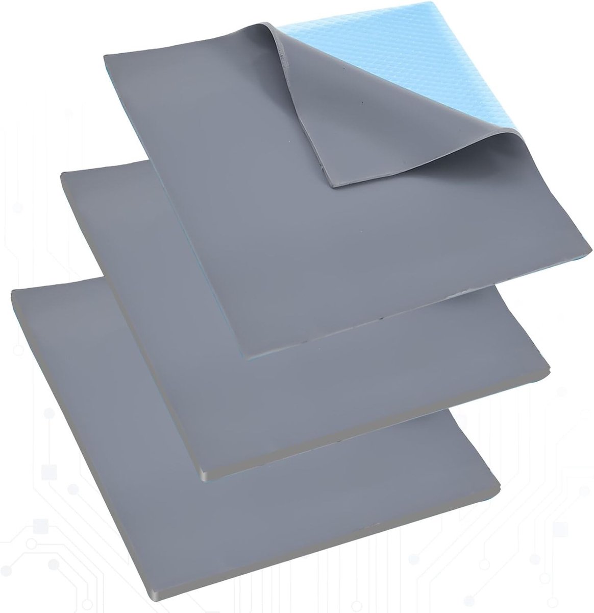 Set van 3 Warmtegeleidingspads 12.8 W/mK, 100 x 100 x 0.5 mm/1 mm/1.5 mm, Silicone Thermische Pads, Herbruikbaar, Ideaal voor Elektronica en Koeling