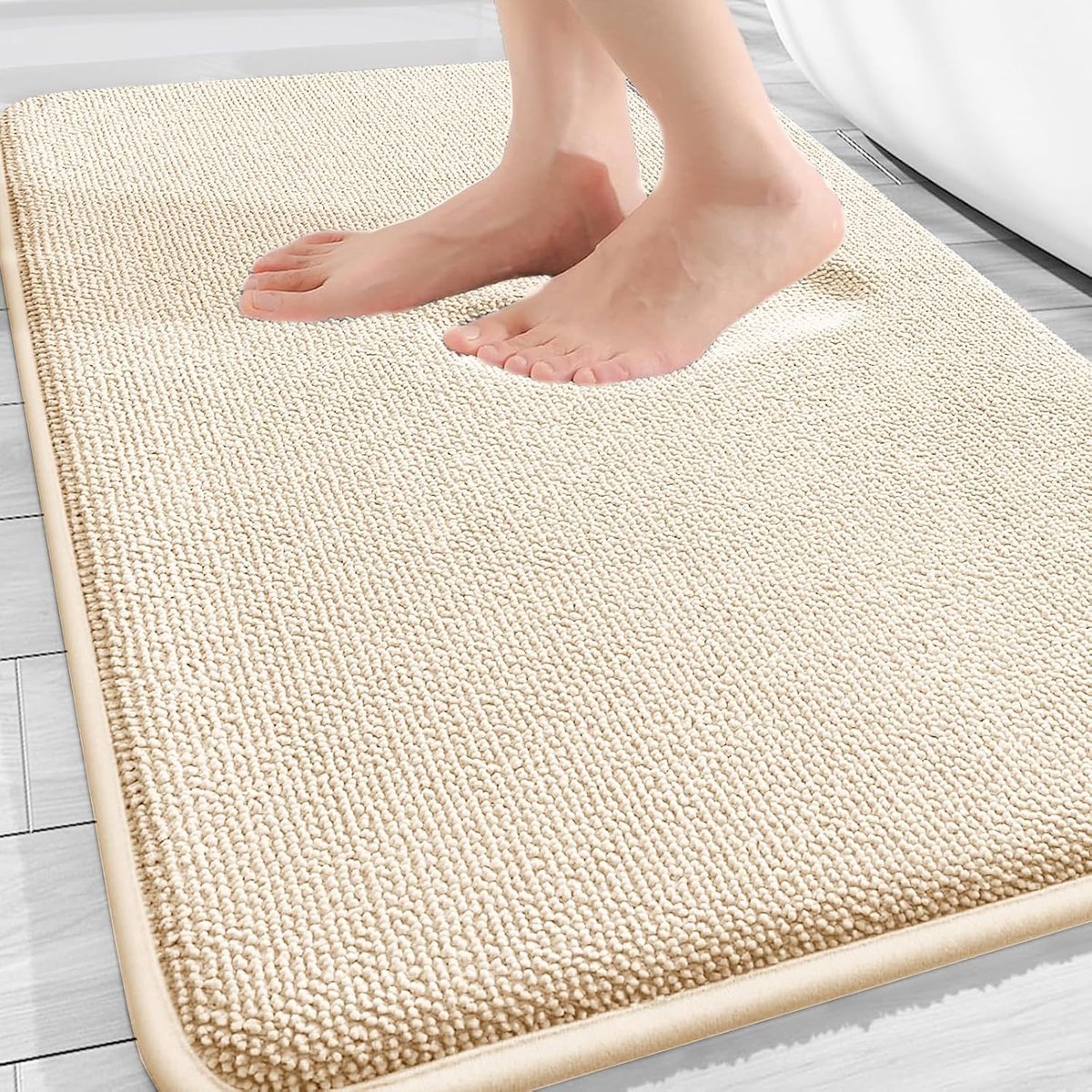 Zachte en Absorberende Badmat van Geheugenfoam, Antislip en Machinewasbaar, 60 x 90 cm (Khaki)