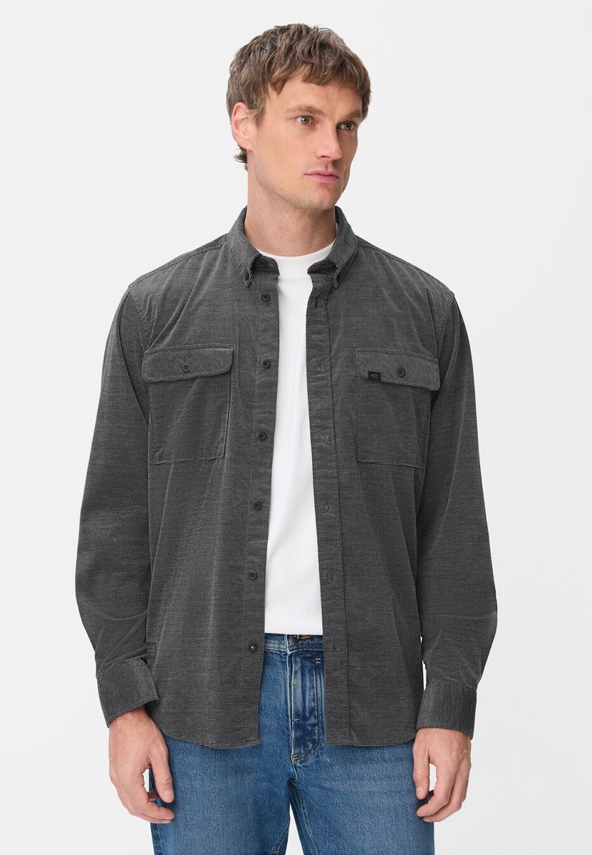 camel active Corduroyhemd met 2-way stretch - Maat menswear-L - Zwart