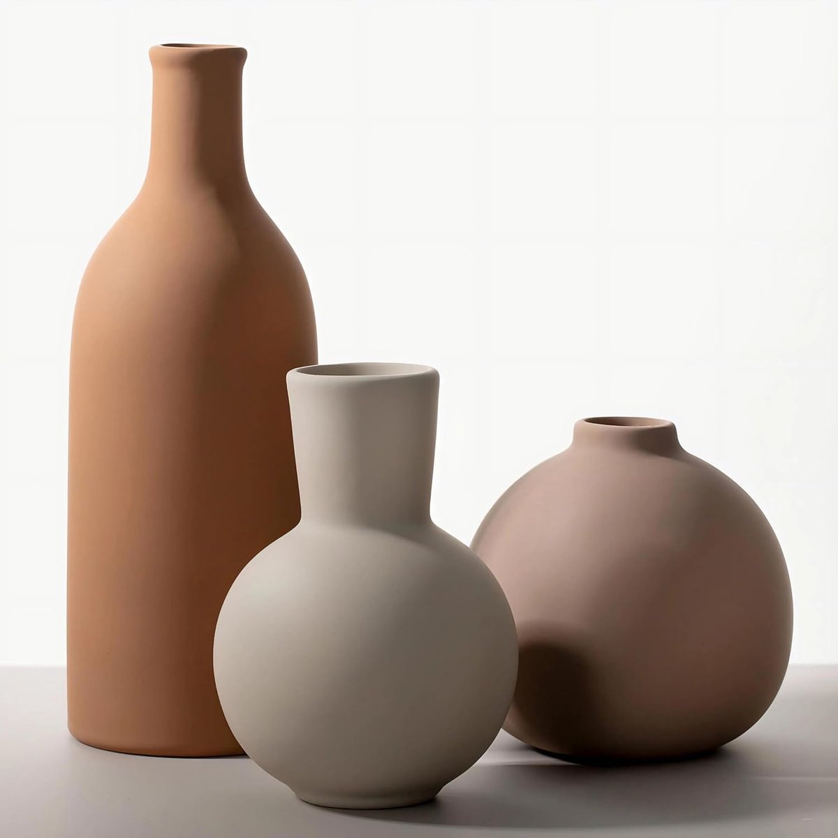 Bloemenvaas - Keramiek - Modern - Bruin en Wit