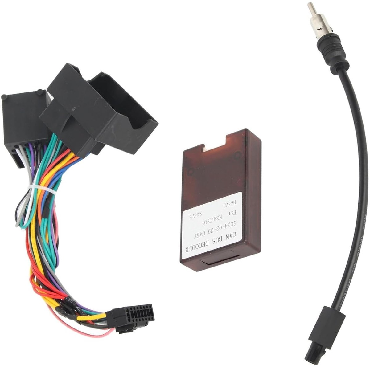Audio Wiring Harness Adapter met Canbus Box voor Eenvoudige Installatie van Voeding in Auto's, Geschikt voor F30, F10, X5 en E46 Modellen, Inclusief 2 Draadsets en 1 Canbus Box